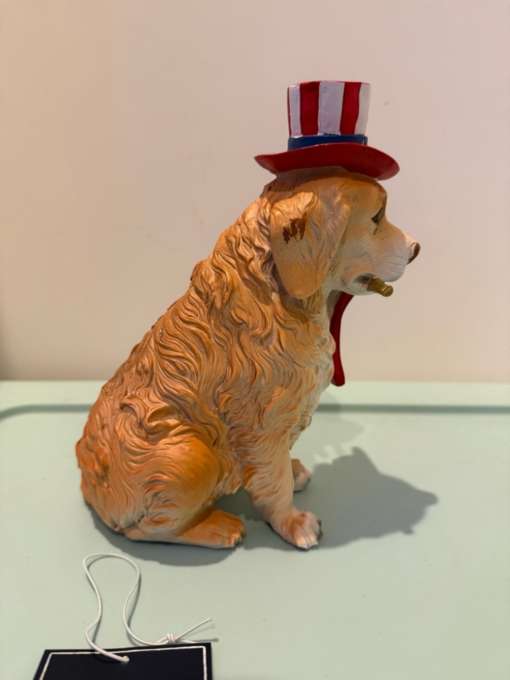 Martha Stewart Patriotic Golden Dog Figurine with American Flag- NWT - Picture 3 of 7